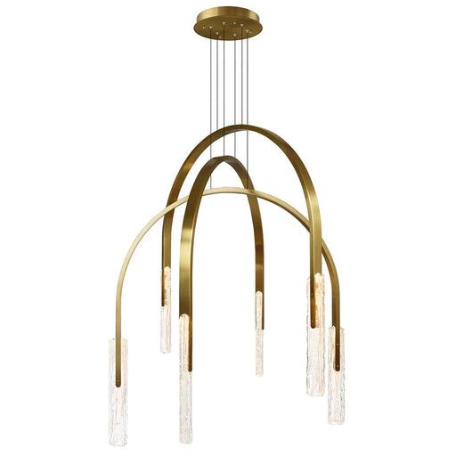 CWI Lighting Curva LED 38" Brass Chandelier/Handcrafted Glass - 1725P38-6-624