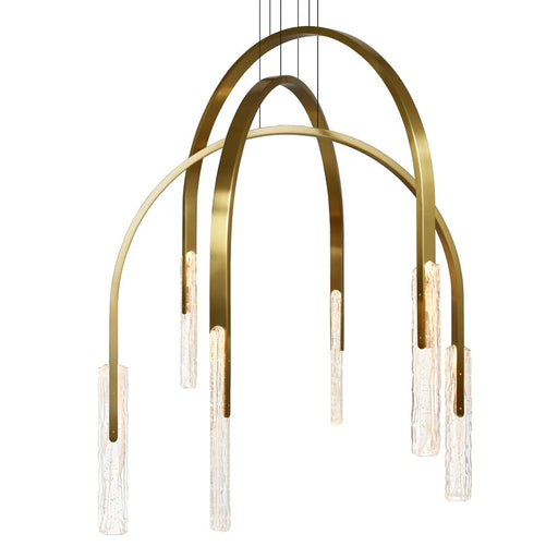 CWI Lighting Curva LED 38" Brass Chandelier/Handcrafted Glass