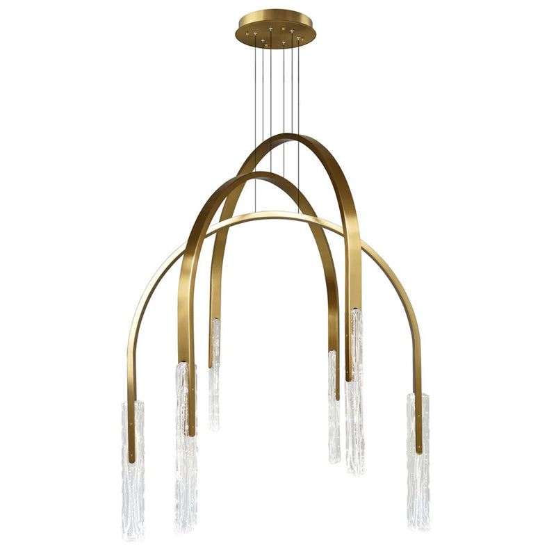CWI Lighting Curva LED 38" Brass Chandelier/Handcrafted Glass