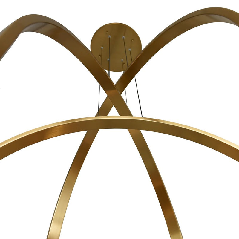 CWI Lighting Curva LED 38" Brass Chandelier/Handcrafted Glass