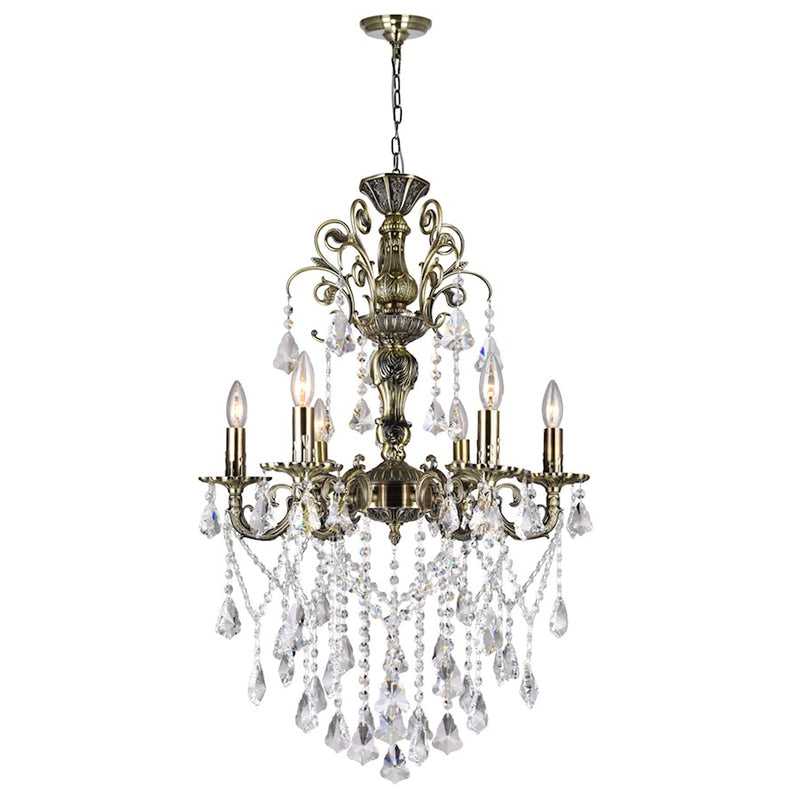 CWI Lighting Brass 6 Light Up Chandelier, Antique Brass