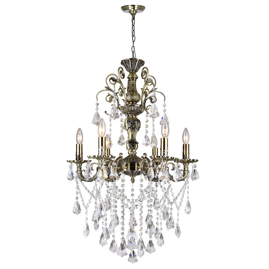 CWI Lighting Brass 6 Light Up Chandelier, Antique Brass - 2011P24AB-6