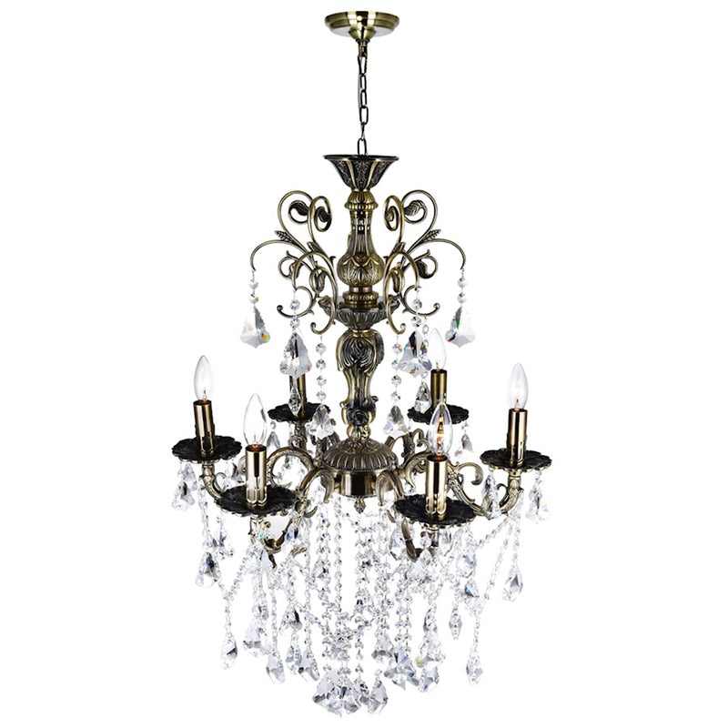 CWI Lighting Brass 6 Light Up Chandelier, Antique Brass