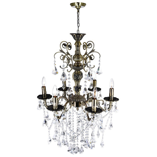 CWI Lighting Brass 6 Light Up Chandelier, Antique Brass