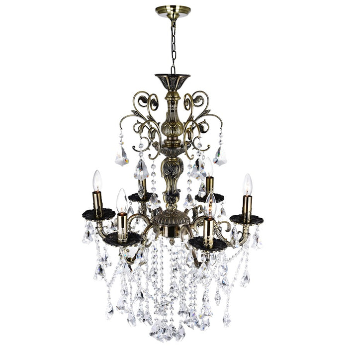 CWI Lighting Brass 6 Light Up Chandelier, Antique Brass