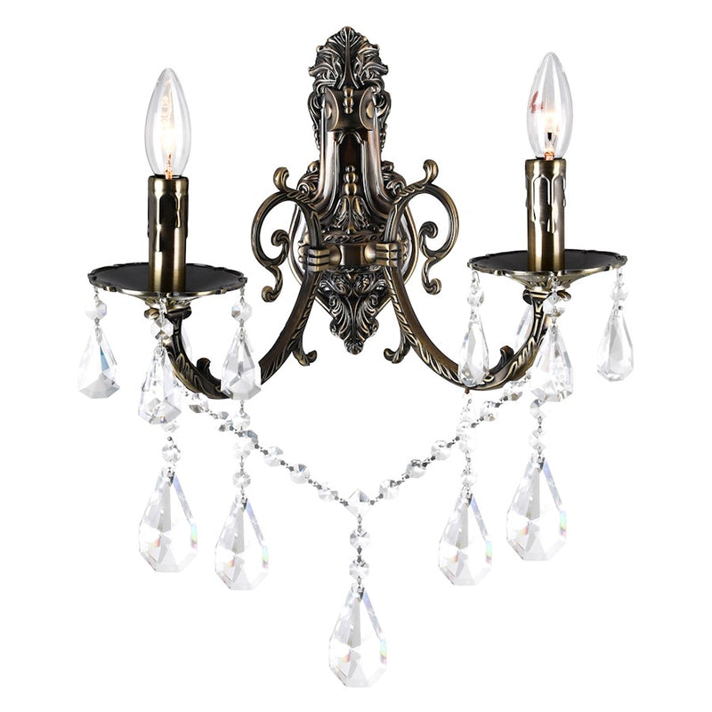 CWI Lighting Brass 2 Light 16" Wall Light, Antique Brass