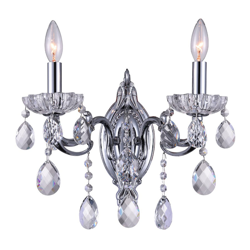 CWI Lighting Flawless 15" 2 Light Wall Light, Chrome
