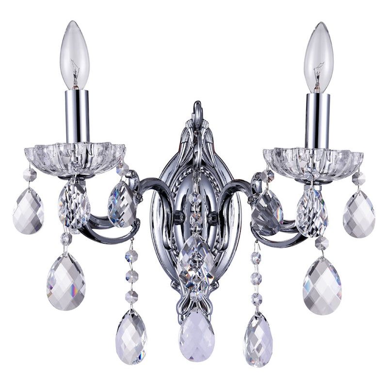 CWI Lighting Flawless 15" 2 Light Wall Light, Chrome