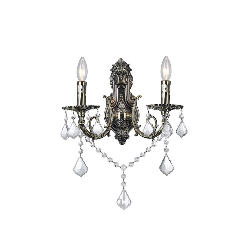 CWI Lighting Brass 2 Light Wall Light, Antique Brass