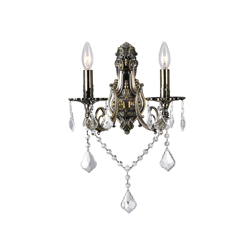 CWI Lighting Brass 2 Light Wall Light, Antique Brass