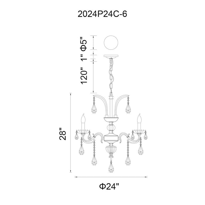 CWI Lighting Glorious 6 Light Up Chandelier, Chrome
