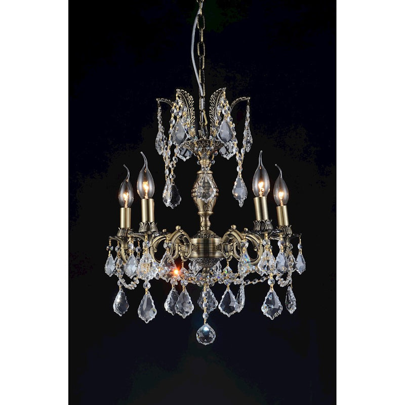 CWI Lighting Brass 5 Light Up Chandelier, Antique Brass