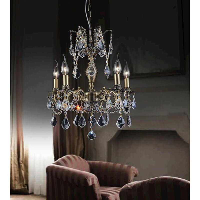 CWI Lighting Brass 5 Light Up Chandelier, Antique Brass