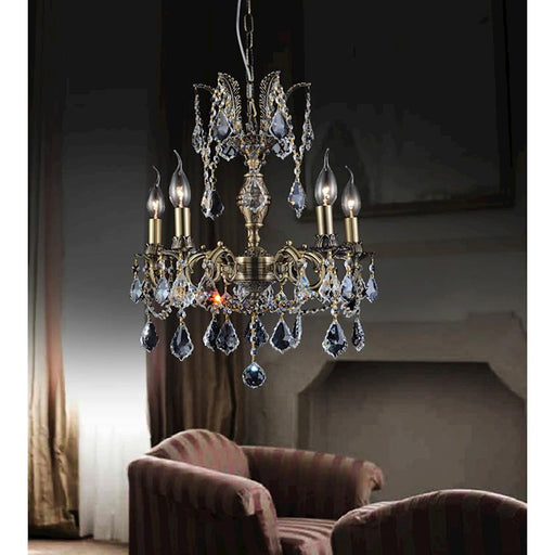 CWI Lighting Brass 5 Light Up Chandelier, Antique Brass