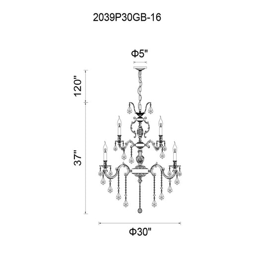 CWI Lighting Brass 16 Light Up Chandelier, French Gold