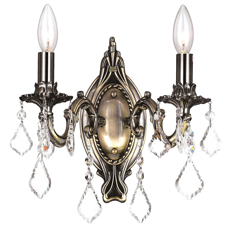 CWI Lighting Brass 2 Light 8" Wall Light, Antique Brass