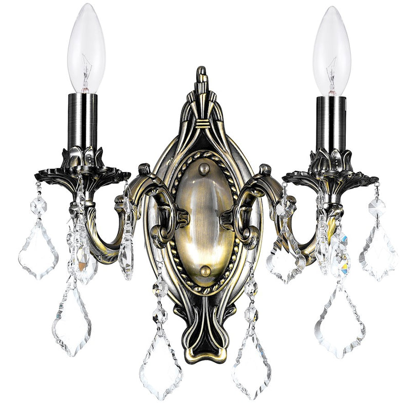 CWI Lighting Brass 2 Light 8" Wall Light, Antique Brass