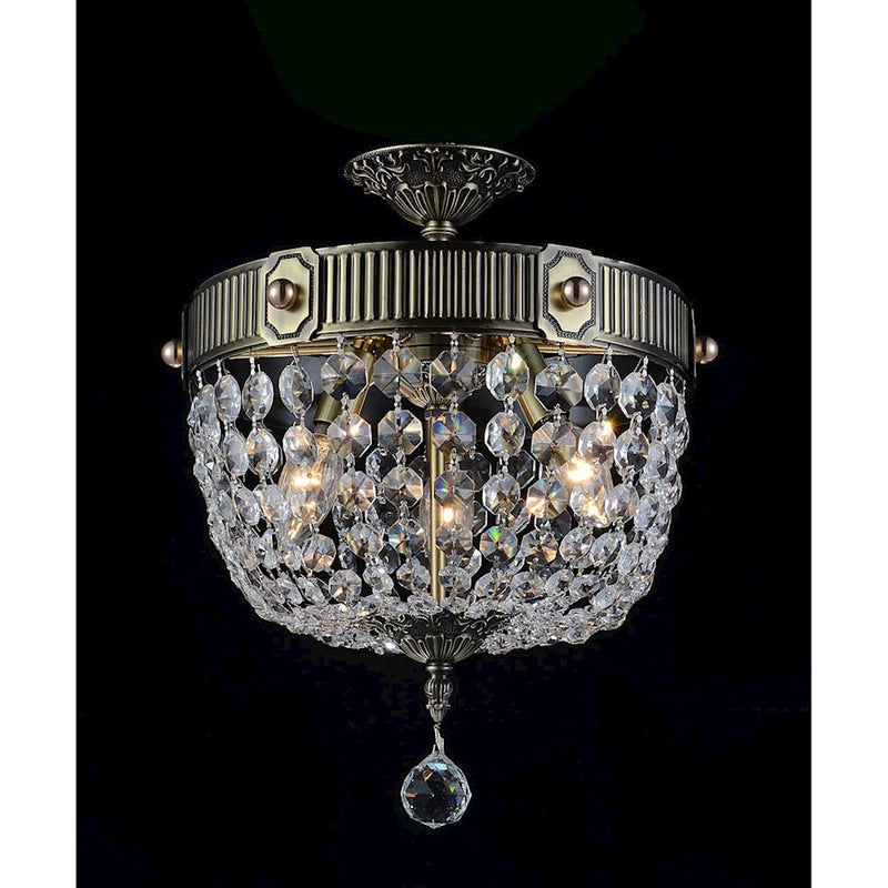 CWI Lighting Brass 3 Light Bowl Flush Mount, Antique Brass