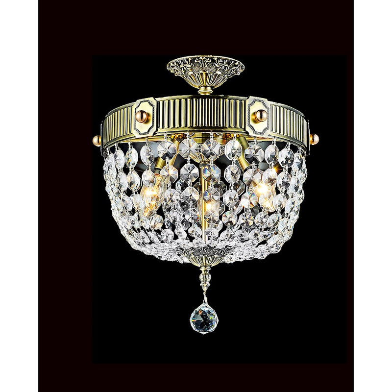 CWI Lighting Brass 3 Light Bowl Flush Mount, French Gold
