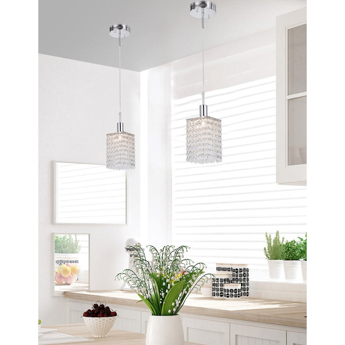 CWI Lighting Glitz 1 Light Down Mini Pendant, Chrome PRS