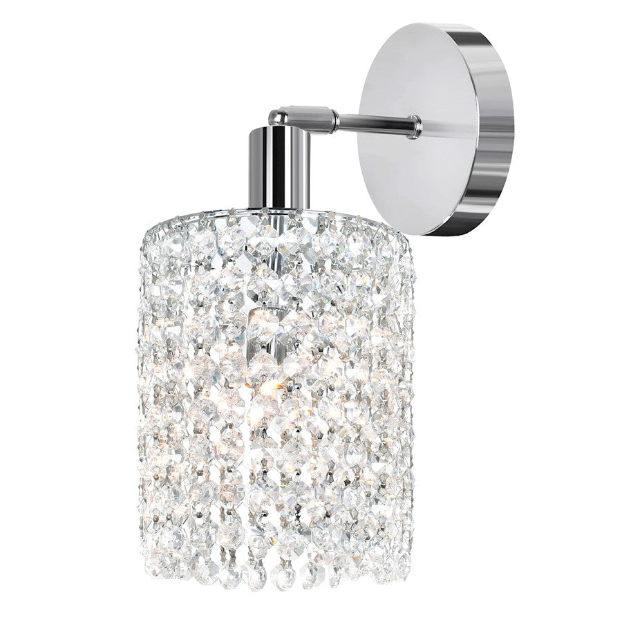 CWI Lighting Glitz 1 Light Bathroom Sconce, Chrome RR - 4281W-R-R-Clear