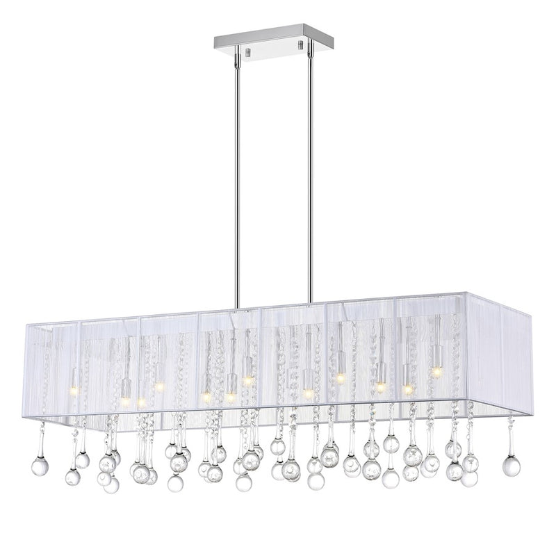 CWI Lighting Water Drop 14 Light Drum Shade Chandelier, Chrome