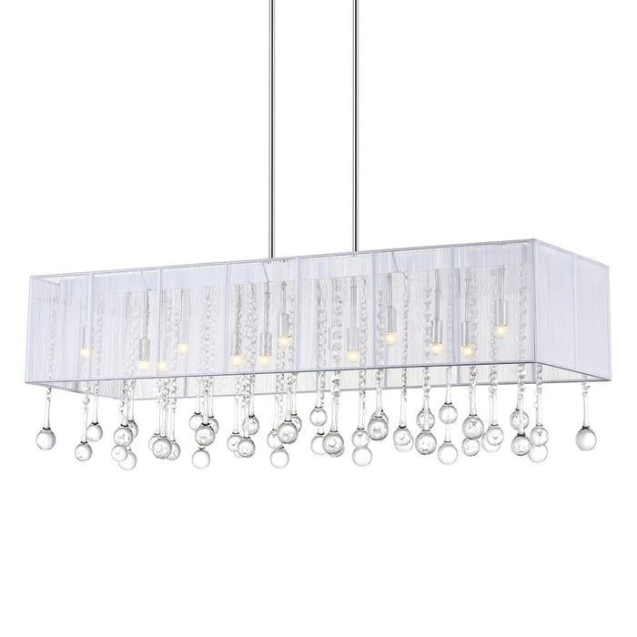 CWI Lighting Water Drop 14 Light Drum Shade Chandelier, Chrome