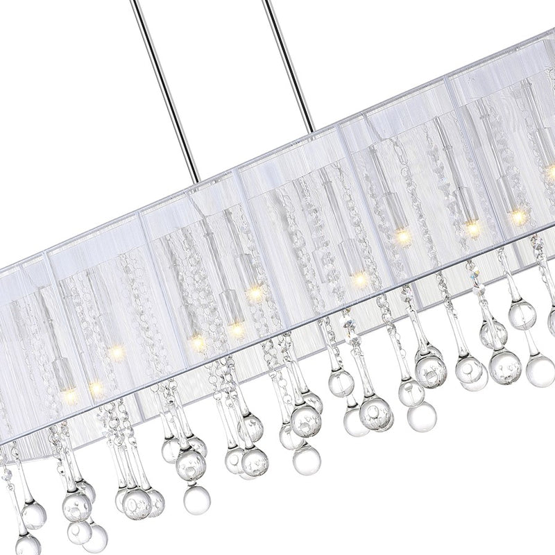 CWI Lighting Water Drop 14 Light Drum Shade Chandelier, Chrome