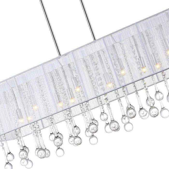 CWI Lighting Water Drop 14 Light Drum Shade Chandelier, Chrome