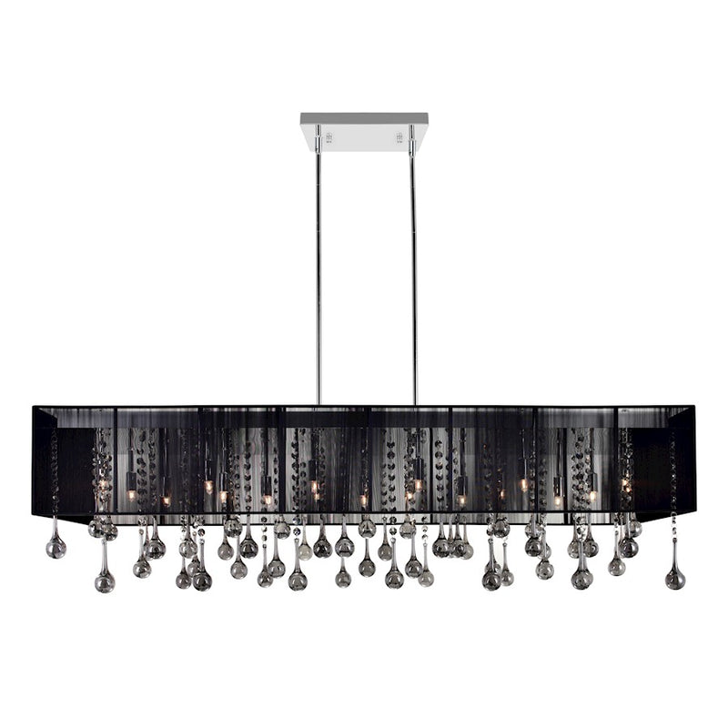 CWI Water Drop 17 Light Drum Shade Chandelier, Chrome/Black