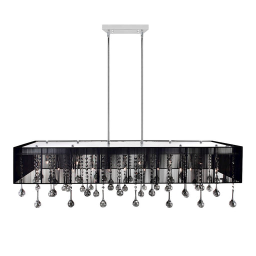 CWI Water Drop 17 Light Drum Shade Chandelier, Chrome/Black