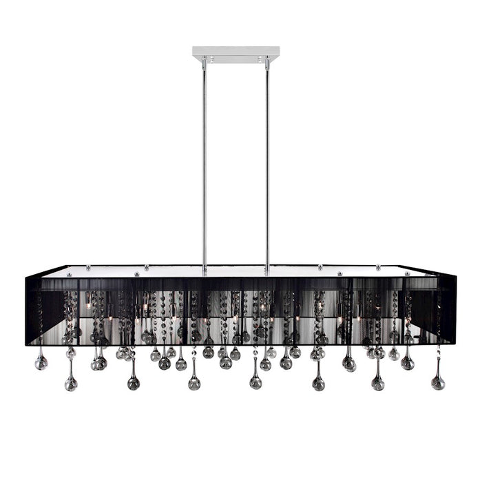 CWI Water Drop 17 Light Drum Shade Chandelier, Chrome/Black