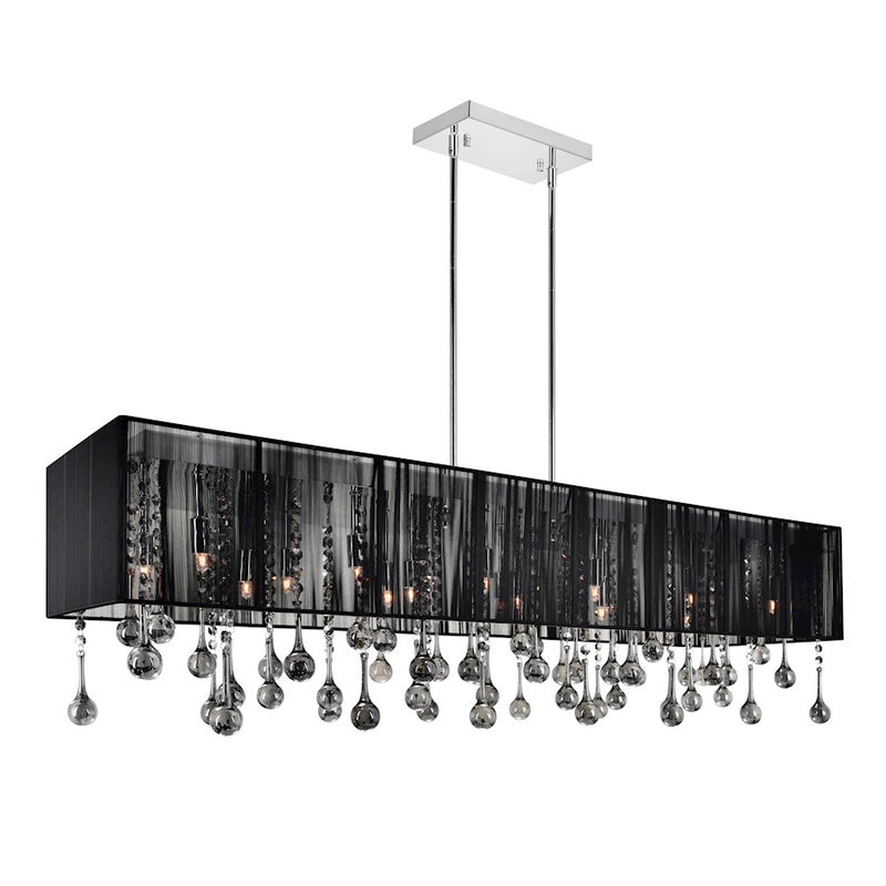 CWI Water Drop 17 Light Drum Shade Chandelier, Chrome/Black