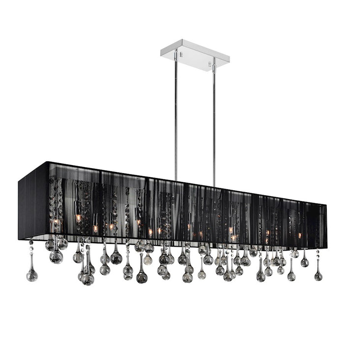 CWI Water Drop 17 Light Drum Shade Chandelier, Chrome/Black
