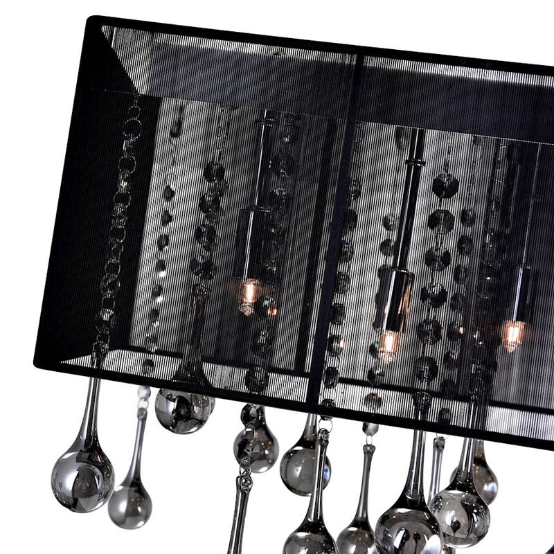 CWI Water Drop 17 Light Drum Shade Chandelier, Chrome/Black