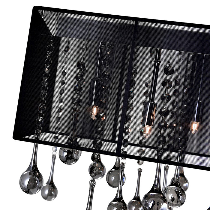 CWI Water Drop 17 Light Drum Shade Chandelier, Chrome/Black