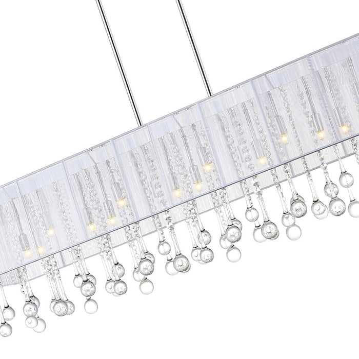 CWI Lighting Water Drop 17 Light Drum Shade Chandelier, Chrome