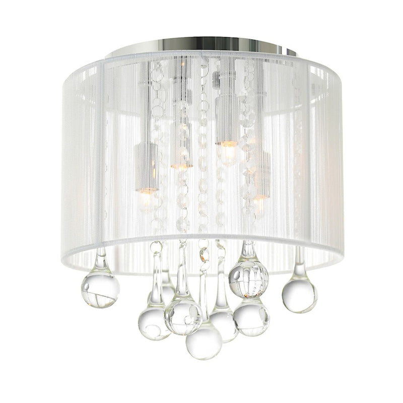 CWI Lighting Water Drop 4 Light Drum Shade Flush Mount, Chrome