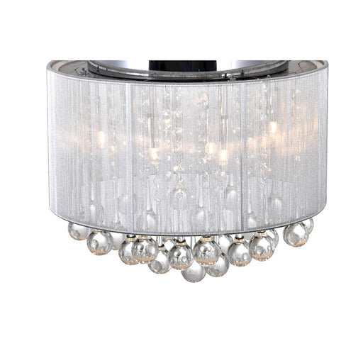 CWI Water Drop 6 Light Drum Shade Flush Mount, Chrome/Silver