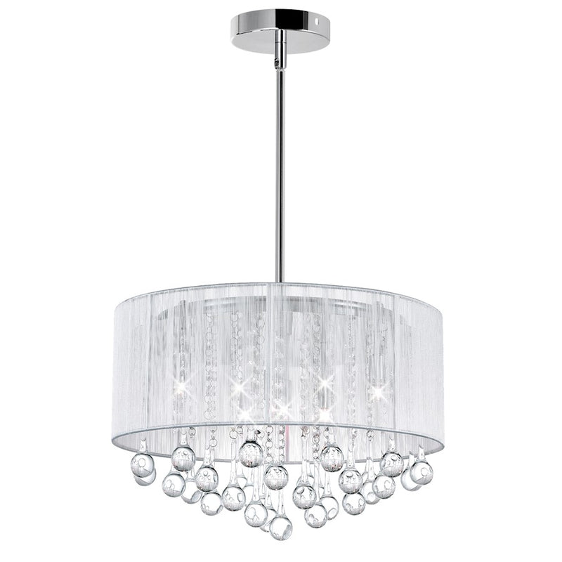 CWI Lighting Water Drop 6 Light Drum Shade Chandelier, Chrome