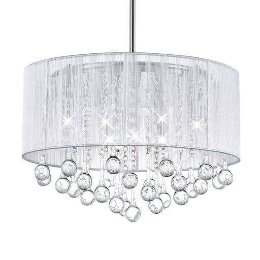 CWI Lighting Water Drop 6 Light Drum Shade Chandelier, Chrome