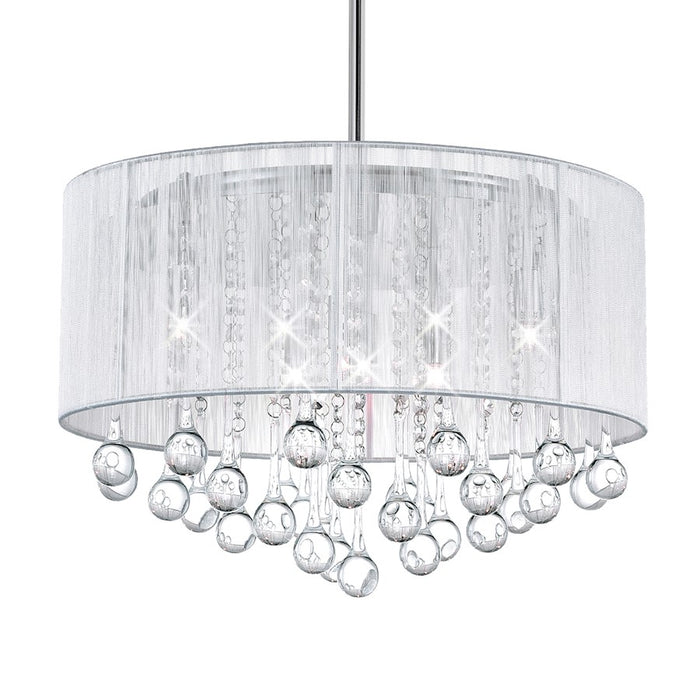 CWI Lighting Water Drop 6 Light Drum Shade Chandelier, Chrome