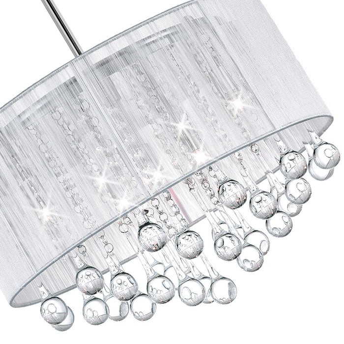 CWI Lighting Water Drop 6 Light Drum Shade Chandelier, Chrome