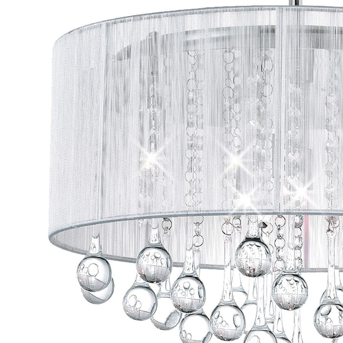 CWI Lighting Water Drop 6 Light Drum Shade Chandelier, Chrome