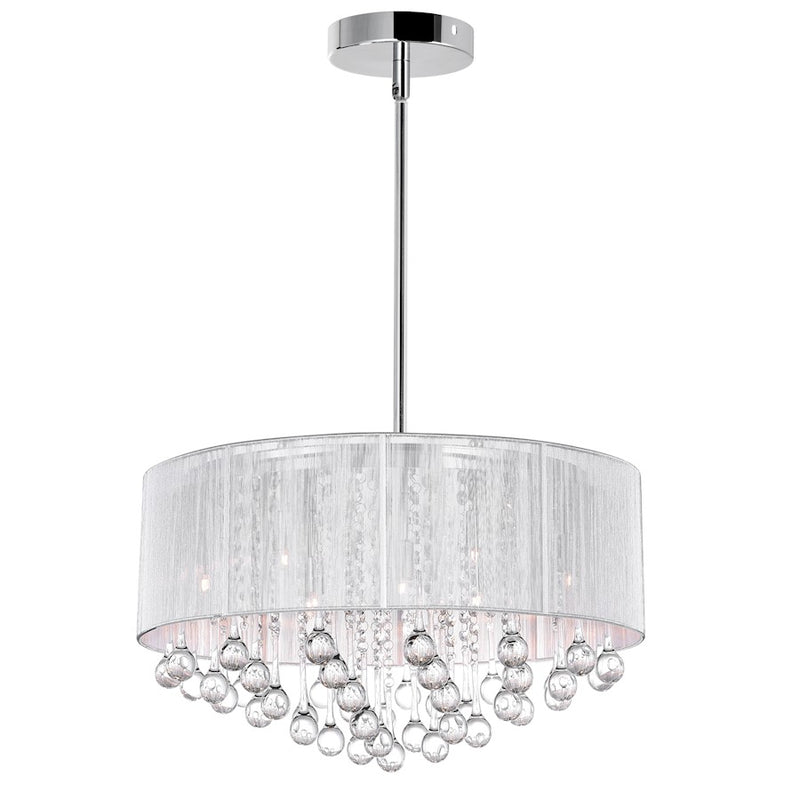 CWI Lighting Water Drop 9 Light Drum Shade Chandelier, Chrome