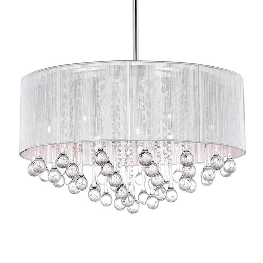 CWI Lighting Water Drop 9 Light Drum Shade Chandelier, Chrome