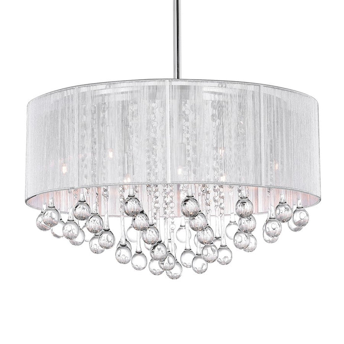 CWI Lighting Water Drop 9 Light Drum Shade Chandelier, Chrome