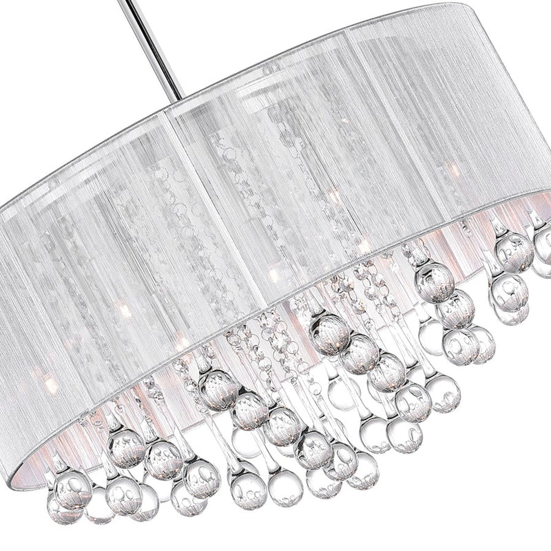 CWI Lighting Water Drop 9 Light Drum Shade Chandelier, Chrome