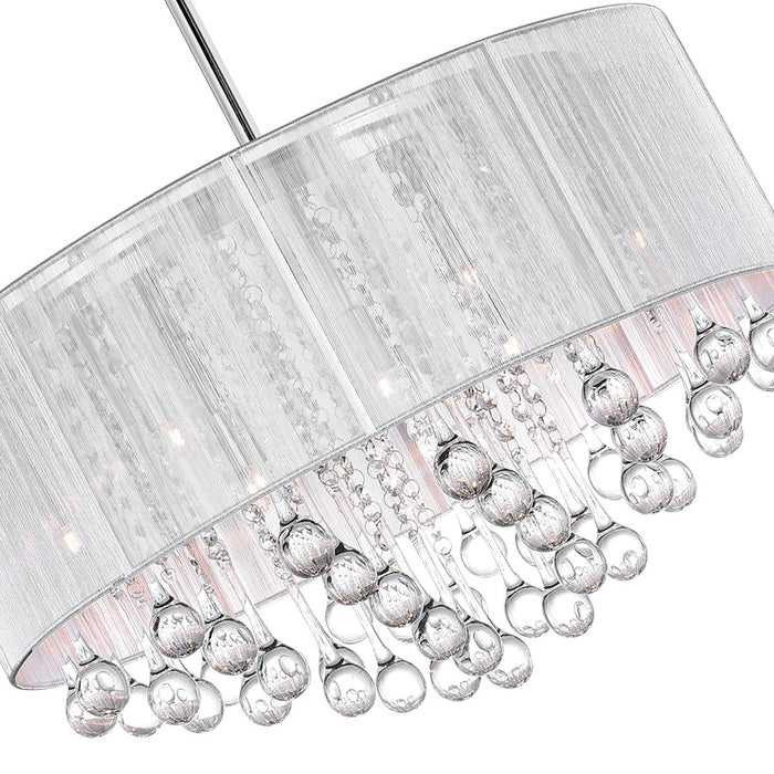CWI Lighting Water Drop 9 Light Drum Shade Chandelier, Chrome