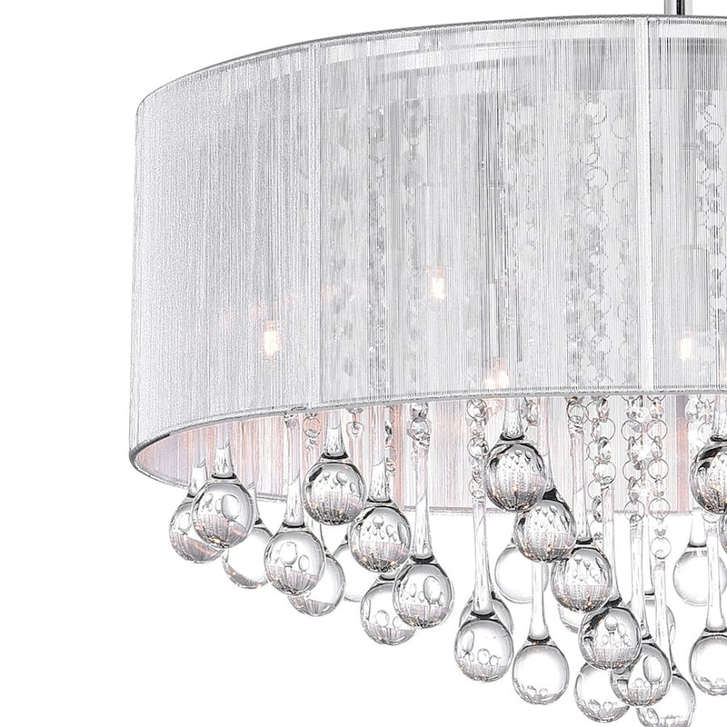 CWI Lighting Water Drop 9 Light Drum Shade Chandelier, Chrome